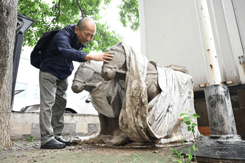 皇冠登1登2登3出租_北京朝阳某小区发现石马 文物专家现场鉴定